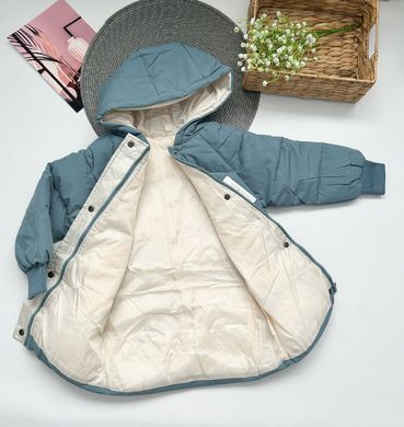 Детская куртка-пальто с капюшоном на 3-8 лет, голубая, 120 (116 см), Мальчик / Девочка, 56, 43, 47, 116 см, Полиэстер, Нейлон, Замер рукава - от ворота