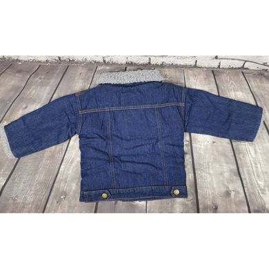 Джинсовая куртка-пиджак на меху, 90, Мальчик, 39, 32, 46, 92 см, Джинс, Махра, Замер рукава - от ворота