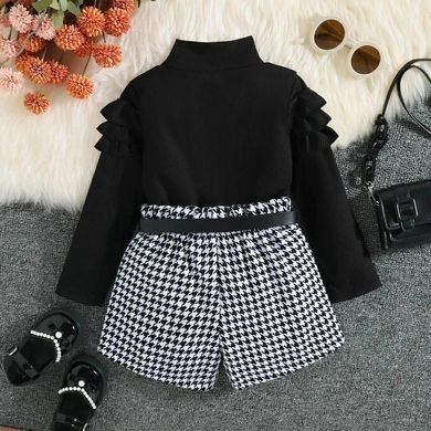 Костюм для девочки (кофшта + шорты) 0112, 130 (116 см), Девочка, 42, 32, 42, 30, 31, 39, 116 см, Трикотаж
