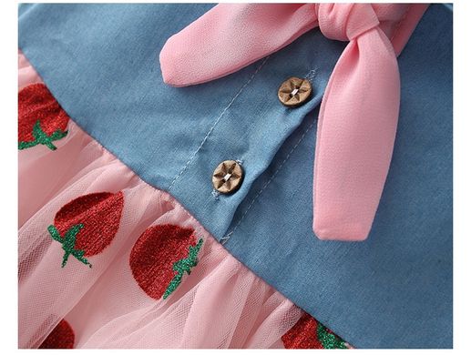 Літнє плаття в блискучі полуниці, рожеве, 74, Дівчинка, 35, 26, 64 см, Бавовна, Бавовна