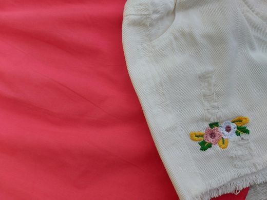 Літній костюм з білими шортами для дівчинки, 0340, 110 (110 см), Дівчинка, 48, 40, 23, 110 см, Бавовна, джинс