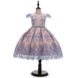 Розовое платье с голубой вышивкой, 110, Девочка, 64, 29, 98 см, Атлас, фатин, Чтобы платье было настолько пышным, как на картинке - необходим дополнительный подъюбник.