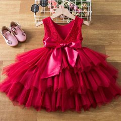 Пишна червона сукня для дівчинки, 7051, 80, Дівчинка, 52, 26, 80 см, Фатин
