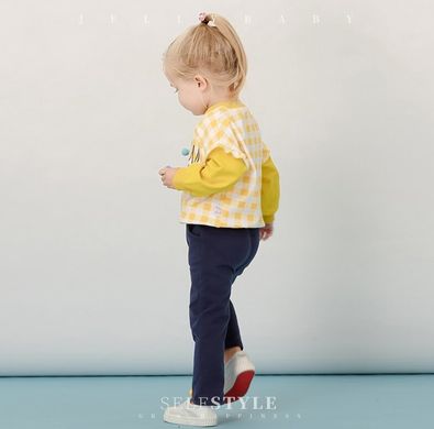 Стильный костюм для девочки на 3-6 лет (свитшот + штаны) Baby желтый, 116, Девочка, 42, 35, 41, 33, 65, 40, 30, 116 см, Хлопок