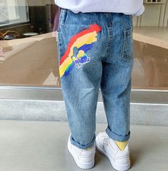 Дитячі джинси з принтом, 3504, 90, Хлопчик / Дівчинка, 52, 31, 32, 92 см, Джинс