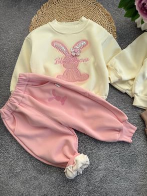 Утепленный костюм для девочки Зайка, 0039, 90 (86 см), Девочка, 34, 35, 49, 28, 86 см, Трикотаж, Плюш, Замер рукава - от ворота