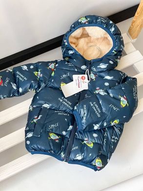 Демісезонна куртка на хлопчика 86-122 см, синя Космос, 90, Хлопчик, 37, 31, 33, 86 см, Поліестер, Хутро