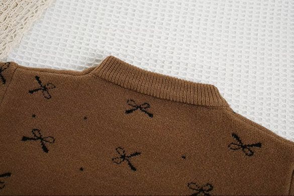 Вязаный костюм с юбкой для девочки, Бантики 0729, 90 (92 см), Девочка, 33, 30, 36, 42, 92 см, 29, Хлопок 95%, Трикотаж, Замер рукава - от ворота