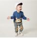 Детский костюм (спортивные штаны + свитшот) на 1-4 года сине-серый, Медвеженок, 90, Мальчик, 36, 28, 39, 49, 27, 32, 86 см, Трикотаж, Трикотаж, Замер рукава - от ворота