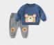 Детский костюм (спортивные штаны + свитшот) на 1-4 года сине-серый, Медвеженок, 90, Мальчик, 36, 28, 39, 49, 27, 32, 86 см, Трикотаж, Трикотаж, Замер рукава - от ворота