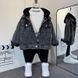 Джинсова куртка з капюшоном для хлопчика, 0915, 110 (110 см), Хлопчик, 39, 42, 44, 110 см, Джинс, Без підкладки, Замір рукава - від ворота