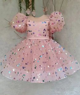 Нарядна сукня в метелики для дівчинки, 0009, 130 (116 см), Дівчинка, 66/26, 32, 116 см, Атлас, фатин, Бавовна