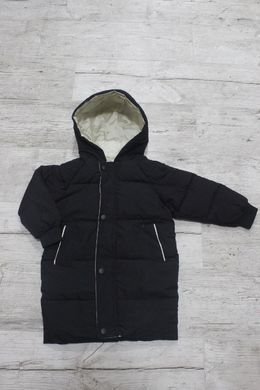 Детская куртка-пальто с капюшоном на 3-8 лет, черная, 140 (128 см), Мальчик / Девочка, 64, 45, 53, 128 см, Полиэстер, Нейлон, Замер рукава - от ворота