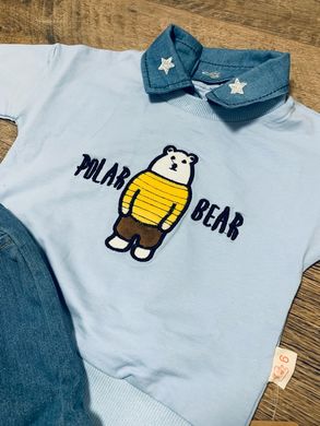 Стильный детский костюм с джинсами Polar Bear, комплект для мальчика на 86 см, 92 см, 80, Хлопчик, 32, 27, 31, 44, 24, 31, 86 см, Бавовна 95%, Бавовна 95%, Замір рукава - від ворота