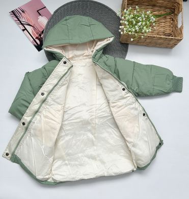 Детская куртка-пальто с капюшоном на 3-8 лет, зеленая, 150 (134 см), Мальчик / Девочка, 67, 48, 58, 134 см, Полиэстер, Нейлон, Замер рукава - от ворота