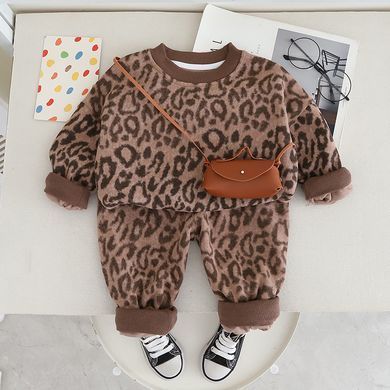 Леопардовий костюм для дівчинки, 0694, 80 (80 см), Дівчинка, 32, 30, 32, 42, 24, 80 см, Трикотаж, Замір рукава - від ворота