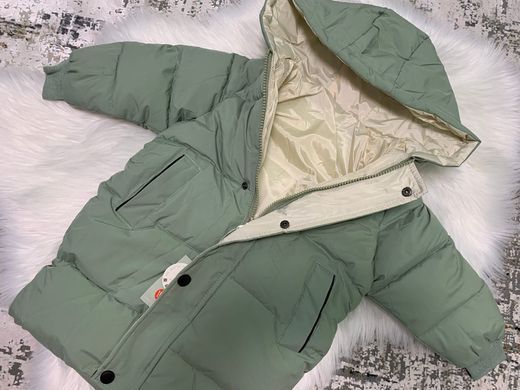 Детская куртка-пальто с капюшоном на 3-8 лет, зеленая, 150 (134 см), Мальчик / Девочка, 67, 48, 58, 134 см, Полиэстер, Нейлон, Замер рукава - от ворота