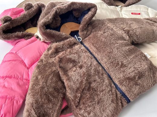 Двусторонняя куртка на меху Ушки медведя, красная, 110, Мальчик / Девочка, 44, 39, 31, 37, 104 см, Полиэстер, Махра