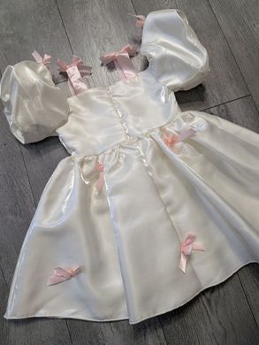 Красива сукня в бантики, 0048, 7 (122 см), Дівчинка, 70/29, 34, 122 см, Атлас, фатин, Бавовна