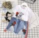 Літній костюм з джинсовою спідницею Троянди 12131, 90, Дівчинка, 36, 24, 86 см, 28, Трикотаж, джинс