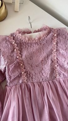 Мереживна сукня з фатином для дівчинки, 0064, 160 (140 см), Дівчинка, 78, 41, 51, 140 см, Бавовна, фатин