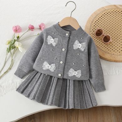 Костюм зі спідницею для дівчинки, Бантики 0359, 90 (92 см), Дівчинка, 35, 32, 35, 92 см, 27, Трикотаж, Замір рукава - від ворота