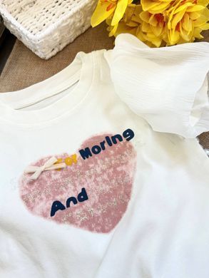 Летний костюм с джинсовыми шортами Сердечко, 12303, 80 (80 см), Девочка, 33, 28, 25, 80 см, Хлопок, джинс