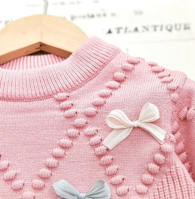 В'язаний костюм зі спідницею для дівчинки, Бантики 0718, 90 (86 см), Дівчинка, 33, 29, 34, 86 см, 26, Бавовна 95%, Трикотаж, Замір рукава - від ворота