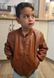Куртка из эко-кожи для мальчика на 3-10 лет, коричневая, 110, Мальчик, 40, 36, 33, 36, 98 см, Эко-кожа, Нейлон