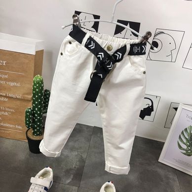 Белые котоновые штаны 1216, 120, Мальчик, 62, 42, 110 см, Коттон
