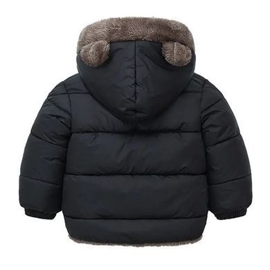 Двостороння куртка на хутрі Вушка ведмедя, чорна, 130 (122 см), Хлопчик / Дівчинка, 50, 42, 43, 122 см, Поліестер, Махра