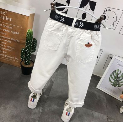 Белые котоновые штаны 1216, 120, Мальчик, 62, 42, 110 см, Коттон