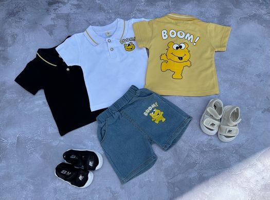 Літній костюм поло з шортами Вооm, 12228, 80 (80 см), Хлопчик, 31, 26, 24, 80 см, Трикотаж, джинс