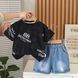 Летний костюм джинсовыми шортами для мальчика, 12380, 80 (80 см), Мальчик, 32, 29, 25, 80 см, Трикотаж, джинс