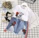 Летний костюм с джинсовой юбкой Розы 12131, 90 (86 см), Девочка, 36, 24, 86 см, 28, Трикотаж, джинс