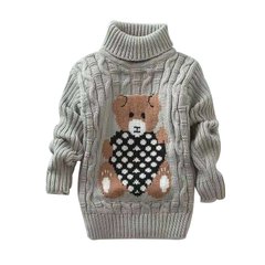 Акриловый свитер Мишка с сердцем, серый