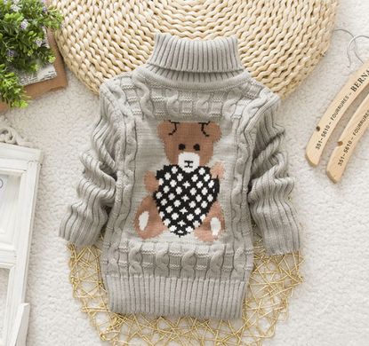 Акриловий светр Ведмідь із серцем, сірий