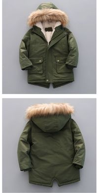 Куртка-парка на хлопчика 3-8 років, зелена, 100, Хлопчик, 45, 36, 36, 98 см, Поліестер, Махра