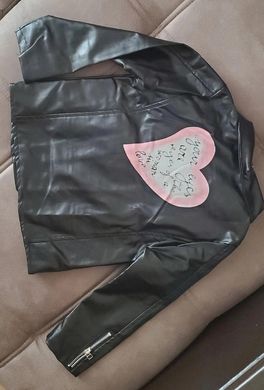 Куртка-косуха из эко-кожи для девочки Сердце, 100, Девочка, 36, 31, 34, 98 см, Эко-кожа, Нейлон