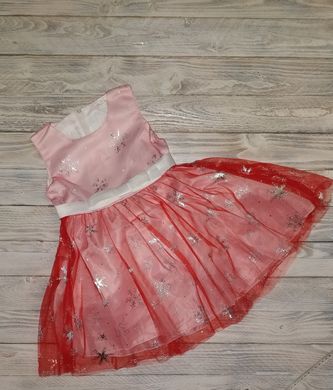 Гарна сукня з блискучими сніжинками, червона, 130, Дівчинка, 72, 33, 26, 104 см, Фатин, Бавовна, Щоб сукня була настільки пишною, як на фото - необхідний додатковий під'юбник.