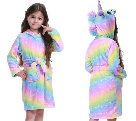 Детский халат для девочки Единорог_5085, 100, Девочка, 56, 34, 92 см, Плюш, Плюш, С длинными рукавами