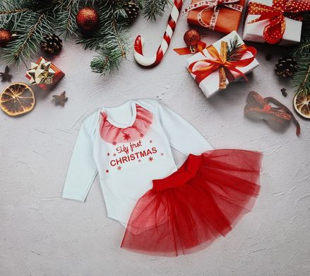 Новорічний комплект на дівчинку (боди + юбка) Christmas, 62, Дівчинка, 35, 20, 62 см, Трикотаж, Байка