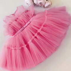 Пышное платье-облако для девочки, розовое, 110, Девочка, 63, 31, 110 см, Алталс, фатин, Хлопок