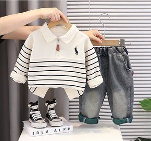 Костюм для хлопчика поло та джинси, 0358, 80 (80 см), Хлопчик, 35, 34, 35, 44, 24, 80 см, Трикотаж; Джинс, Замір рукава - від ворота