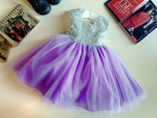 Праздничное фиолетовое платье в пайетках с пышной юбкой на 1-7 лет, 0170, 80, Девочка, 47, 23, 20, 80 см, Атлас, фатин