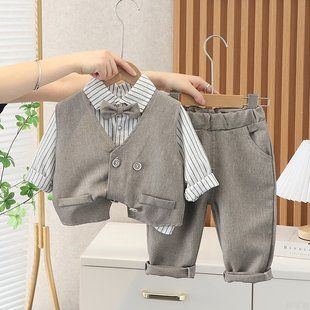 Костюм-тройка с жилеткой для мальчика 0506, 80 (86 см), Мальчик, 36, 33, 46, 46, 26, 86 см, Хлопок 95%