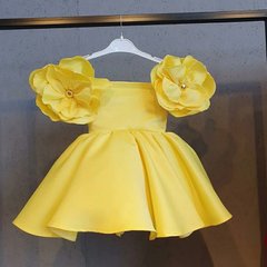 Атласное желтое платье Маки, 7004, 110, Девочка, 63, 31, 104 см, Атлас