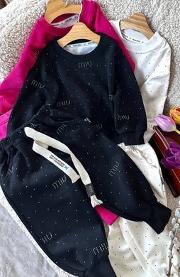 Костюм зі стразами для дівчинки, 0312, 80 (80 см), Дівчинка, 34, 32, 33, 47, 27, 80 см, Трикотаж, Замір рукава - від ворота