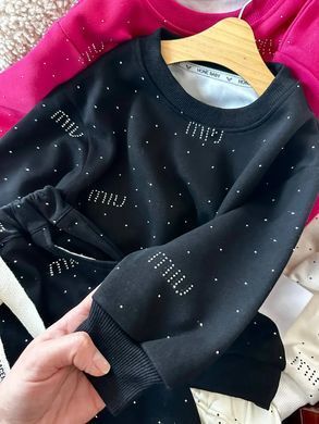Костюм зі стразами для дівчинки, 0312, 80 (80 см), Дівчинка, 34, 32, 33, 47, 27, 80 см, Трикотаж, Замір рукава - від ворота