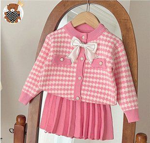 Вязаный костюм с юбкой для девочки, 0160, 90 (86 см), Девочка, 36, 34, 86 см, 26, Хлопок 95%, Замер рукава - от ворота
